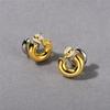 Pendientes de aguja de plata S925 de doble capa con baño de cobre en nicho europeo y americano, color oro real de 18 quilates, a juego con oro y plata, elegantes y sencillos.