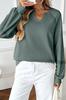 Sudadera de Manga Larga Suelta de Moda con Empalme de Encaje, Color Puro, Cuello Medio Abierto, para Amazon Transfronterizo Europeo y Americano 2025