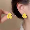 Brincos de Pérola com Bolinhas Florais e Óleo Drip Estilo Coreano Brincos Estilo Retro Hong Kong