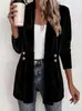 Outono 2026 Novo Amazon Transfronteiriço Roupas Femininas Gola Lapela Manga Longa Botões Laterais Comprimento Médio Veludo Casaco Casual