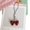 Ano Novo Vermelho Angorá Tridimensional Estilo Princesa Laço Pequeno Corda de Chave Pingente para Mochila Escolar Acessórios Pingente para Celular