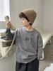 Moda Nova 2025 Suéter Macio de Gola Redonda Estilo Coreano para Meninos Tricô Tendência Infantil Top de Inverno