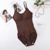 [Almofada de Peito] Roupa Modeladora de Peça Única Calças para Barriga Femininas Modelagem de Quadril Aberto Modelador de Sling Lingerie Elástica para Beleza da Barriga