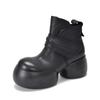[Precio del evento 280] Botines de Cuero Genuino de Alta Gama para Mujer con Velcro, Botines de Tacón Alto de Suela Gruesa