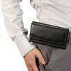 Bolsa de cintura para celular com porta-cartão para homens e idosos, capa de couro de trabalho, bolsa de cintura horizontal, fivela traseira para usar no cinto, novo multi-função, atração magnética