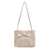 Bolsa Artística de Playa con Lazo de Comercio Exterior, Bolso de Hombro Cruzado de Moda Estilo Coreano con Bloques de Color, Bolso Cubo de Diseño de Nicho
