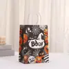 Sacola de Presente para Compras Sacola para Levar Sacola de Embalagem para Halloween Sacola de Papel Kraft Branca Sacola Tote Estampada para Festa
