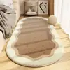 Alfombra irregular de cachemira para mesita de noche de dormitorio principal, estilo crema, alfombra de suelo lavable a máquina, manta para sala de estar, sofá, mesa de café