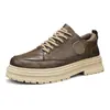 Otoño e Invierno Nuevos Zapatos de Trabajo para Exteriores de Cuero Retro Estilo Británico para Hombre con Suela Gruesa y Aumento de Altura, Casuales, Deportivos, Zapatos Martin