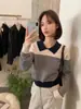 Treze Linhas IMISS: Não se arrependa de comprar este suéter de tricô listrado color-block, gola alta, modelagem slim, minimalista, para mulheres, de 2026