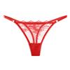Si Erjian Encaje Cinturón Delgado Cintura Sexy Rojo Tanga para Mujer Transpirable Bacteriostático Simple Malla Ropa Interior para Mujer
