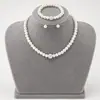 C130 cross-border e-commerce hot jewelry três peças noiva casamento diamante pérola colar stud brincos pulseira terno