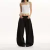 Pantalones de pierna ancha tipo guadaña, de corte limpio, sencillos, con doble pliegue, caídos y curvos, estilo americano, para hombre y mujer, nueva colección primavera-verano
