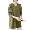 Ropa para Mujer Tallas Grandes 1.0-150kg Otoño e Invierno Tejido de Punto Holgado de Manga Larga para Mujer Top de Color Sólido Irregular de Longitud Media con Cuello