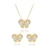 Foxi comercio exterior joyería aretes pequeños estilo mariposa colgante traje circonita joyería ins no alérgico estilo de moda