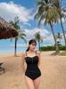 Traje de baño de una pieza con tiras y triángulo para estudiantes, estilo coreano y japonés, adelgazante, que oculta el abdomen, traje de baño para vacaciones en la playa, entrega para aguas termales