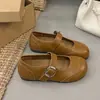 0095 Tamanho Grande Ajuste Largo Estilo Vintage Brogue Embutido Sapatilhas Mary Jane Planas para Mulheres para Combinar com Saias, Sapatos Baixos