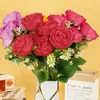7 Cabeças de Rosa Enrolada, Flores Artificiais, Flores Falsas, Decoração de Casa e Casamento, Atacado de Arte Floral, Decoração de Mesa ao Ar Livre