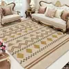 Alfombra Transfronteriza Geométrica de Lujo Ligero Estilo Americano, Rayas Simples, Lavable, Antideslizante, Adecuada para Sala de Estar y Dormitorio, Plegable