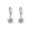 Brincos de Girassol com Pedra Olho de Gato Azul Mais Vendidos da Amazon com Design Estiloso e Brincos de Flor com Diamante Azul