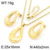 Joyería de nicho de viento frío diseño de línea de acero inoxidable gota de agua titanio acero chapado en oro de 18k pendientes collar juego de dos piezas