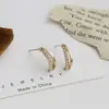 Pendientes de botón de aguja de plata S925 para mujer, estilo Ins, temperamento, geométricos, personalidad, arco simple, lujo ligero, pendientes con incrustaciones, clip, venta al por mayor