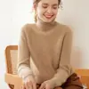 Suéter de Cachemira de Punto Grueso de Doble Hilo de Siete Pines con Cuello Alto para Mujer, Jersey Holgado de Manga Larga, Nuevo Suéter de Punto para Base de Otoño e Invierno para Mujer