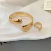 Pulsera Abierta Ovalada con Esmalte Metálico Europea y Americana Anillo Ins Personalizable Pulsera Versátil Joyería de Lujo Ligero Alta Gama