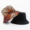 Sombrero de pescador estampado por ambos lados para hombres y mujeres, sombrero de protección solar, sombrero tipo cubo moderno para exteriores, sombrero con estampado de leopardo y estampado de tigre