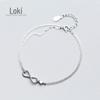 Pulseira de Prata S925 Feminina Estilo Japonês e Coreano Moda Camada Dupla Infinito Pulseira Doce Coração Joia de Mão S2419