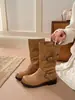 Botas Altas de Estilo Retro Europeo con Hebilla Grande para Mujer Otoño 2026 Versátiles Arrugadas Apiladas Botas de Tacón Alto