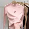 Blusa térmica infantil com forro de fleece, nova coleção outono/inverno 2026, estilo coreano, gola alta da moda, camiseta de manga comprida com forro de fleece