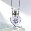 Collar con Colgante de Botella de Aceite Esencial de Vidrio Transparente en Forma de Corazón, Colgante de Botella de Fragancia, Collar Sencillo de Acero de Titanio, Regalo para Amigos y Parejas