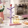 Portavasos con forma de corazón de dibujos animados, estante para tazas de agua con forma de árbol para uso doméstico en la sala de estar o la mesa del comedor, estante de almacenamiento para tazas de café y té con drenaje