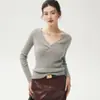 Suave y amigable con la piel, cuello en V cruzado minimalista, 26 estilos de suéter de cachemira para mujer, corte ajustado, que realza la figura, jersey de punto como capa base