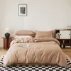 Xiangling Youpin Juego de Cama de Cuatro Piezas Sencillo de Color Sólido Algodón Sarga Primavera y Verano - Serie Azúcar Bajo