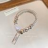 Pulsera asimétrica con costura de perlas y frijol para mujer, nueva pulsera con colgante cuadrado de marca, pulsera de alta calidad, pulsera de hilo apilable que combina con todo.