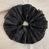 Corea Scrunchie Súper Grande para Intestino Estampado Floral Tocados de Alta Gama Accesorios para el Cabello Doble Capa Goma para el Cabello con Borde de Encaje