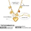 Estilo Nuevo Europeo y Americano Corazón Texturizado Doble Cara DIY Colgante Multiaccesorios Pulsera Collar Set Acero Inoxidable Chapado en Oro Real de 18K