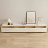 2025 Novo Gabinete de TV Mesa de Centro Combinação Moderno Simples Sala de Estar Casa Estilo Creme Madeira Maciça Gabinete de TV de Chão