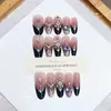 Daiyueda Unhas Vestíveis Puras Feitas à Mão Outono e Inverno Novo Meio Comprimento Zircônia Diamante Elegante Olho de Gato Estilo Adesivo de Arte para Unhas