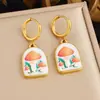 Aretes de hongo, esmalte rojo con baño de oro, acero inoxidable, dulces y versátiles, aretes de moda para mujer, disponibles en Amazon