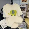 Camiseta de Manga Corta con Estampado de Dibujos Animados de Algodón Peinado para Mujer, Blanca Verano Nuevo Estilo, Camiseta Top de Diseño Holgado Talla Grande