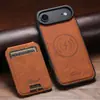 Adecuado para iPhone 18 Funda de Cuero para Teléfono Móvil Dos en Uno, Samsung S26 Soporte Magnético para Tarjetas, Carga Inalámbrica Magsafe, Google