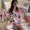 Pijamas de verano para mujer, sueltos, de talla grande, bonitos y bonitos, de manga corta, para estudiantes, estilo coreano, ropa de abrigo, ropa para el hogar, traje