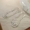 Colar Minimalista Coreano de Contas Redondas Dupla Camada Luxo Leve Corrente de Clavícula Nicho Corrente de Osso de Cobra Versátil de Alta Qualidade para Mulheres