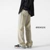Calça Jeans Amarelo Lama Hiphop Streetwear Americano Masculina Tendência Europeia e Americana High Street Solta Reta