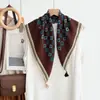 Pañuelo Cuadrado Vintage con Borlas Estampado Paisley Pañuelo para el Cuello con Colgante Estampado de Lunares y Anacardos Pañuelo de Seda con Flecos para Mujer Imitación de Algodón y Lino