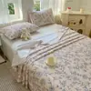 Lençol de Cama de Tecido Grosso 100% Algodão Puro Peça Única Linho Espessado Conjunto de Três Peças para Dormitório Lençol de Cama de Algodão