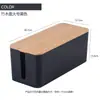 Caixa de Fios Criativa Simples para Mesa com Tampa de Madeira de Bambu Caixa de Fios Placa de Patch Caixa de Armazenamento Caixa de Armazenamento para Fios e Carregadores